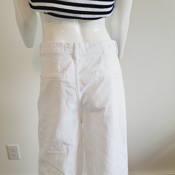 Zara 1975 Crisp White Cropped Ankle-length Denim Jeans Sz US 6 / EU 38 - Picture 10 of 11